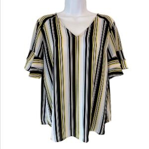 Preppy Nautical Worthington Striped Lightweight Twee Blouse